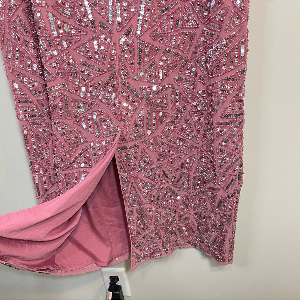 Mac Duggal Pink Sequin Sheath Midi Dress - Picture 11 of 15